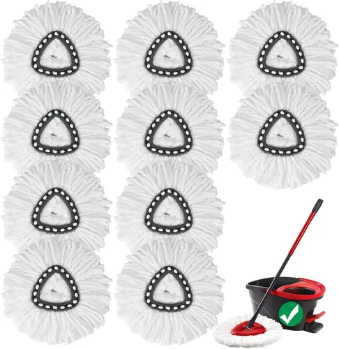 Vista 15 de 4 piezas de cabezal de repuesto para fregona giratoria, 100% cabezales de trapeador de microfibra compatibles con fregona giratoria triangular