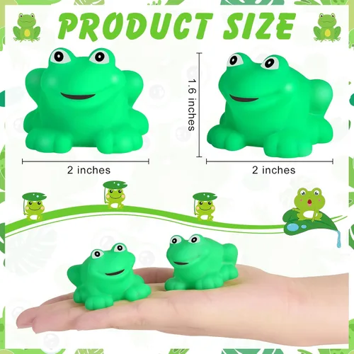 Vista 2 de Mototo 120 piezas de ranas chirriantes pequeñas ranas chirriantes flotan juguete de baño verde ducha natación bañera juguete relleno de huevos