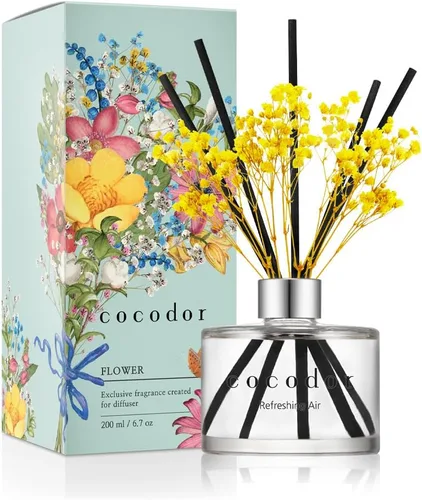Vista 9 de COCODOR - Juego de difusor de varillas de junco, 3.4 onzas, difusor de aroma de brisa de abril con varillas, fragancia para el hogar, decoración