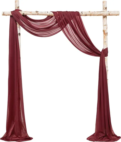 Vista 10 de Floroom Tela drapeada de arco de boda, 2 paneles de 19 pies, cortinas de tela de gasa blanca, decoración de ceremonia de boda, recepción
