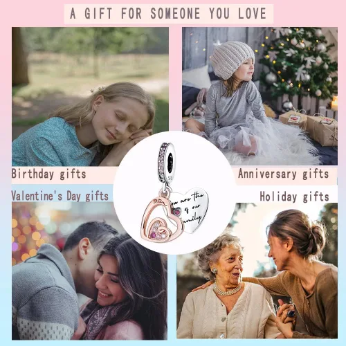 Vista 6 de LNQOBU Dije de plata de ley 925 para madre, hija, familia, amor, familia, amigos, para pulseras y collares