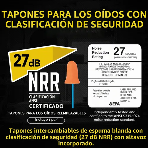 Vista 7 de Tapones para orejas/audífonos – 1.ª generación (naranja) Plugfones