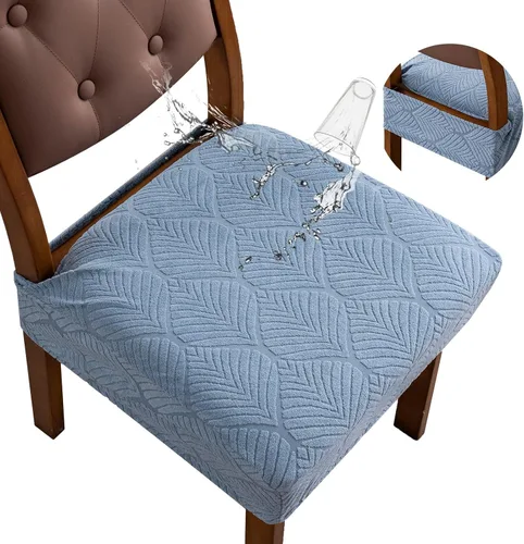 Vista 18 de Fundas de asiento para silla de comedor, extraíbles y lavables, juego de 2, fundas de cojín de asiento de silla de jacquard, protectores