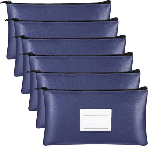 Vista 8 de Paterr 6 bolsas de dinero con cremallera, de piel sintética, bolsa de seguridad para dinero, soporte para recibos, cartera con etiqueta para dinero