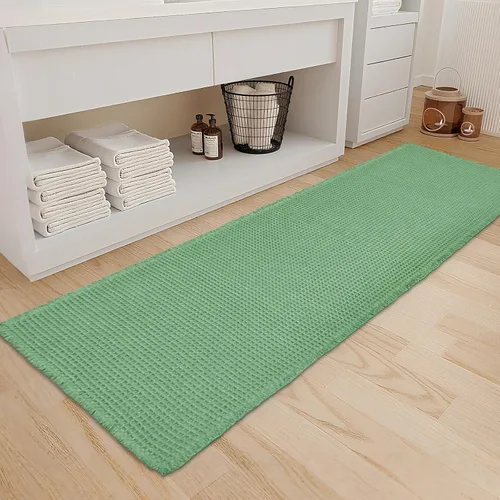 Vista 37 de ZALL - Tapete de baño de punto gofre beige, súper absorbente, antideslizante, largo, color crema, 24 x 72 pulgadas, lavable a máquina, ultra suave