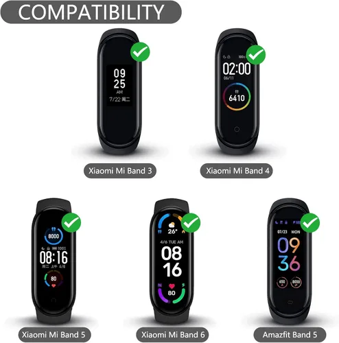 Vista 4 de Wanme Bandas para Amazfit Band 5 correas de repuesto para mujeres y hombres, paquete de 2 correas deportivas elásticas suaves compatibles