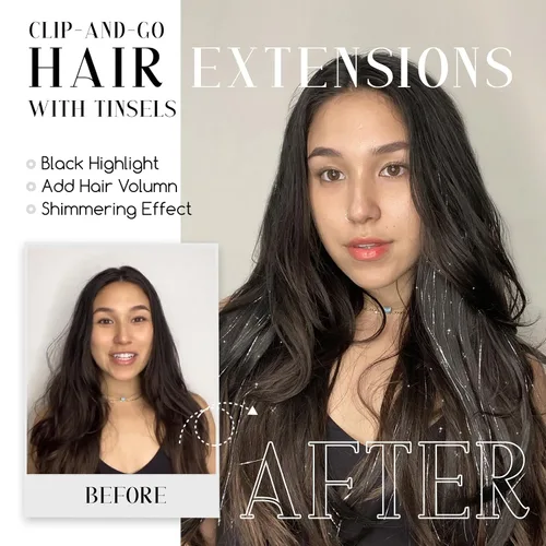 Vista 2 de Dreamlover Extensiones de cabello con brillantina para niñas, accesorios para el cabello para mujeres, 24 piezas
