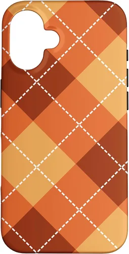 Vista 31 de Funda para iPhone 13 Pro, naranja, amarillo y marrón, a cuadros, otoño, calabazas