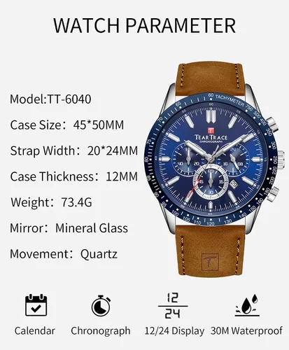 Vista 2 de Mens Watches Analog Waterproof Watches for Men Chronograph Classical Fashion Dress Mens Wrist Watch Relojes para Hombres Christmas Gift for Men