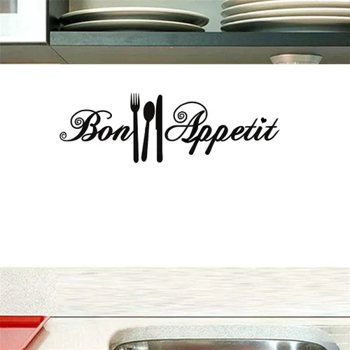 Vista 7 de Bon Appetit - Calcomanías de vinilo para cocina, azulejo, tenedor, cuchara, adhesivo de vinilo para cafetería, cafetería, tienda, restaurante, sala