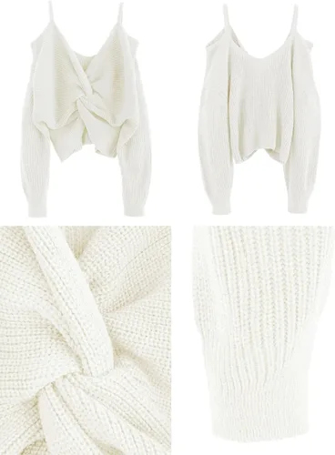 Vista 5 de ZAFUL Womens Criss Cross Sweaters Twisted Back Pullover Knitted Cropped Sweater Jumper