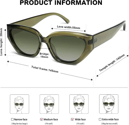Vista 45 de SOJOS Gafas de sol polarizadas de ojo de gato lindo de moda para mujer Cateye SJ2237