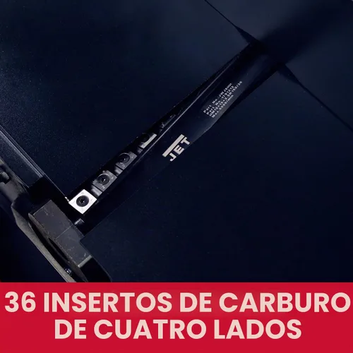 Vista 4 de JET Cepilladora negra de 8 pulgadas, cabezal de corte helicoidal, 2 HP, 230V 1Ph (JWJ-8HH-BLK)