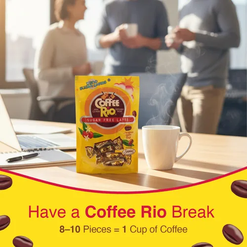Vista 8 de Coffee Rio Caramelos de café con leche sin azúcar y originales, paquete variado de 4 (3 onzas cada uno), caramelos duros sin azúcar envueltos