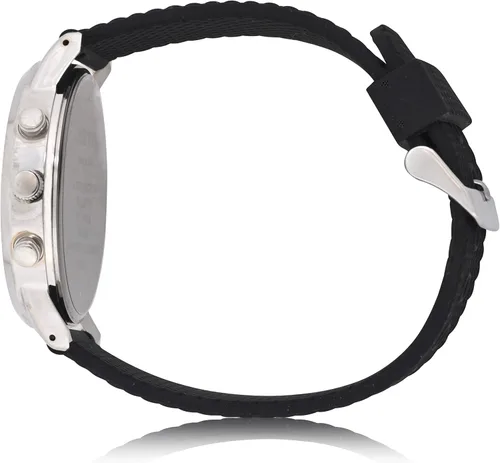 Vista 2 de Accutime NASA - Reloj analógico para hombre adulto, correa de silicona, esfera de cristal, caja mate, reloj analógico para hombre, color negro
