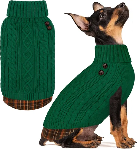 Vista 39 de KYEESE Suéter suave para perros pequeños, machos, abrigado, de cuello alto, ropa elástica de punto para gatos, abrigo cómodo para cachorros