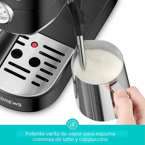 Vista 3 de CASABREWS CM5418 Máquina de café expreso, cafetera espresso con varita de Negro