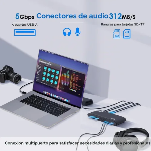 Vista 6 de WAVLINK Estación de acoplamiento DisplayLink Dual 5K, USB-C Dock para Mac M1/M2/M3/M4 y Windows, 14 en 1 con carga de portátil de 100 W, 2 DP/2 HDMI