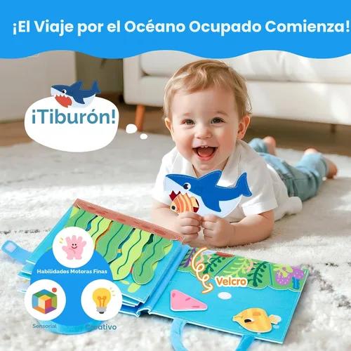 Vista 3 de hahaland Libro de actividades sensoriales Montessori para niños pequeños de 1 a 3 años, juguete de viaje para niños de 1, 2 y 3 años, juguete
