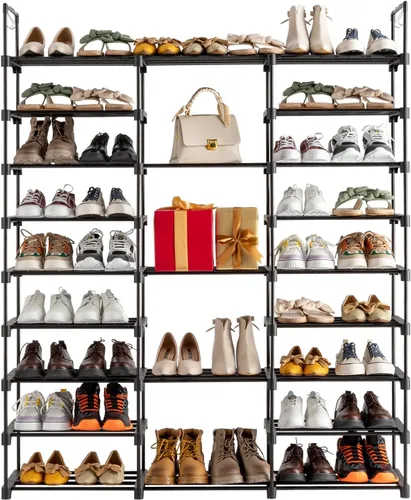Vista 6 de Organizador de zapatos, organizador de 9 niveles para zapatos, organizador de zapatos para entrada, con capacidad para 50-55 pares de zapatos