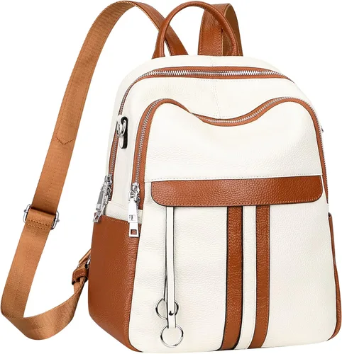 Vista 2 de ALTOSY Bolso tipo mochila de cuero genuino para mujer, bolso de hombro convertible