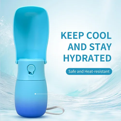 Vista 2 de Botella de agua para perros, cuenco de agua de viaje para cachorros, dispensador de agua portátil a prueba de fugas para cachorros, botella de agua