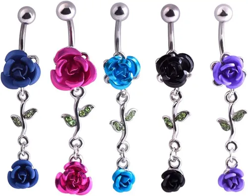 Vista 2 de SEniutarm - Piercing de ombligo para mujer diseño de doble rosa