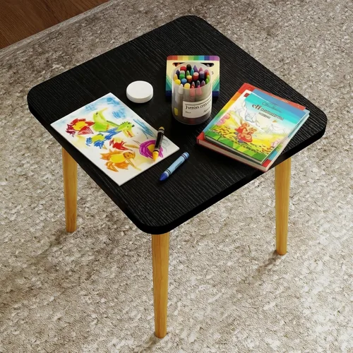 Vista 6 de Mesa auxiliar cuadrada pequeña para sala de estar, negro, 20 pulgadas