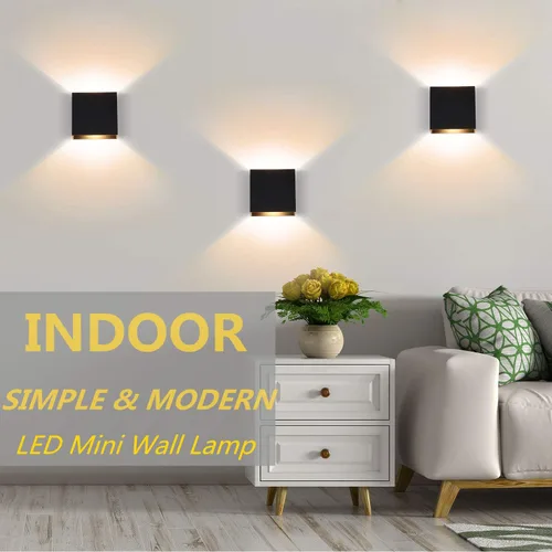 Vista 9 de Lightess Aplique de pared LED cableado, 10 W, juego de 2 lámparas de pared modernas negras, luces de montaje en pared arriba hacia abajo, mini metal