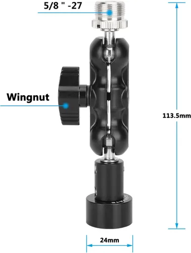 Vista 3 de CAMVATE - Soporte de micrófono con cabeza esférica con adaptador macho y hembra de 5/8 "-27
