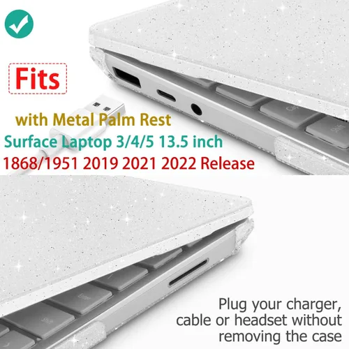 Vista 3 de May Chen Funda compatible con laptop Microsoft Surface de 13.5" 5/4/3 con reposamanos de metal modelo 1951/1868, carcasa rígida de plástico
