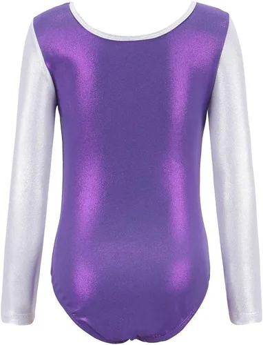 Vista 3 de Leotardos de gimnasia de manga larga para niñas, diseño de remolino dorado brillante