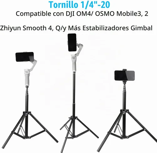 Vista 3 de PellKing Barra de extensión de trípode 2 en 1 de 59 pulgadas ajustable para selfie stick con clip para teléfono DJI OM4 SE 5/Osmo Mobile 6 3 2/Feiyu