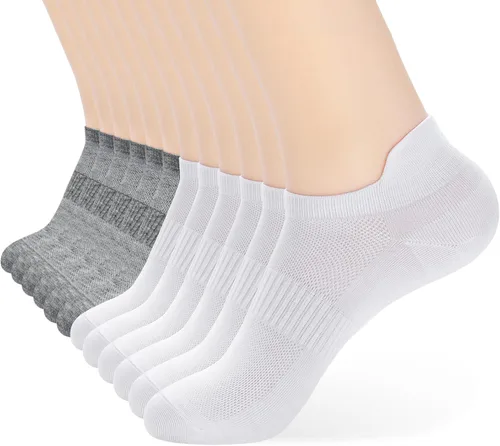 Vista 9 de ATBITER Calcetines de tobillo para mujer, delgados, atléticos, de corte bajo, con lengüeta en el talón, 6 pares 12 pares 4blanco+4negro+4gris
