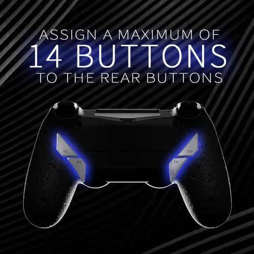 Vista 4 de HEXGAMING NEW EDGE 4 Back Buttons & Interchangeable Thumbsticks & Hair Triggers Compatible with ps4 Modded Controller with Paddles - Mysterious Black