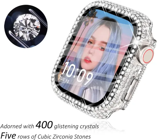 Vista 2 de CHANCHY Paquete de 4 fundas compatibles con Apple Watch de 1.496 pulgadas con protector de pantalla, 200 carcasas brillantes de cristal