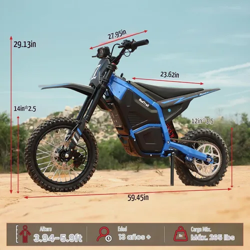 Vista 6 de RadTrail M5 - Motocicleta eléctrica de 48 V para adolescentes y adultos Azul