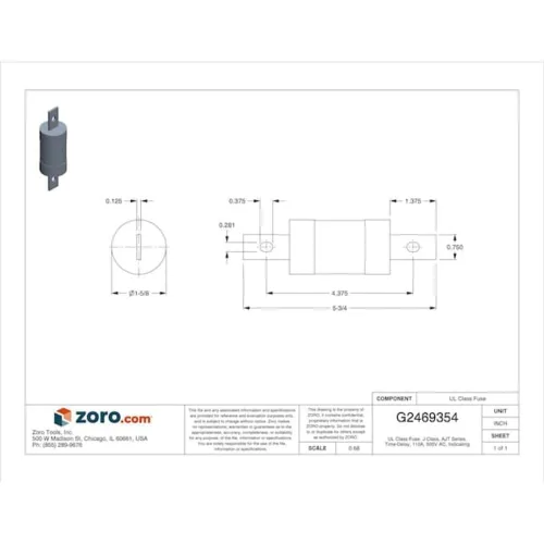 Vista 2 de Mersen AJT Amp-Trap 2000 SmartSpot Time-Delay/Class J Fusible con máxima protección de circuito, 600 VAC/500 VCC, 200 kA AC/100 kA DC, 110 amperios
