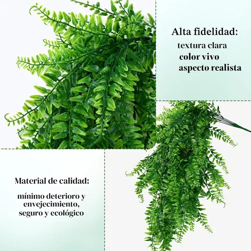 Vista 4 de Waipfaru 4 plantas colgantes falsas para exteriores, helechos falsos resistentes a los rayos UV, plantas falsas de plástico para pared
