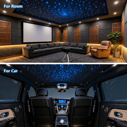 Vista 7 de Kit de Luces de Techo de Estrellas de Fibra Óptica de Tamaño Pequeño de 16W, Estrellas Titilantes RGBW con Estrella de Meteorito, Control de APP