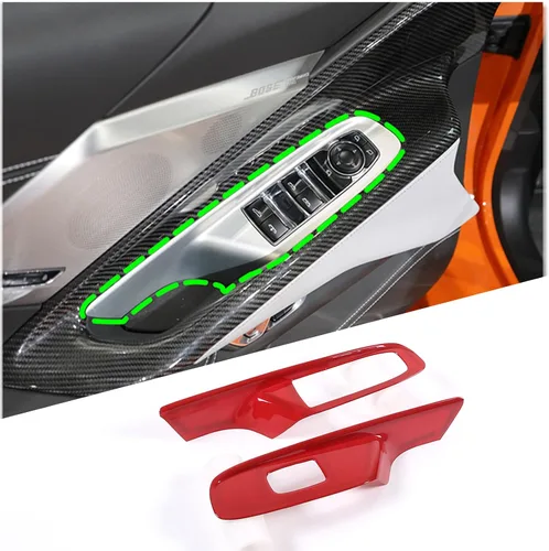 Vista 3 de Cubierta para interruptor de elevación de ventana compatible con Chevrolet Corvette C8 Stingray 2020-2023, cubierta de marco de decoración de marco