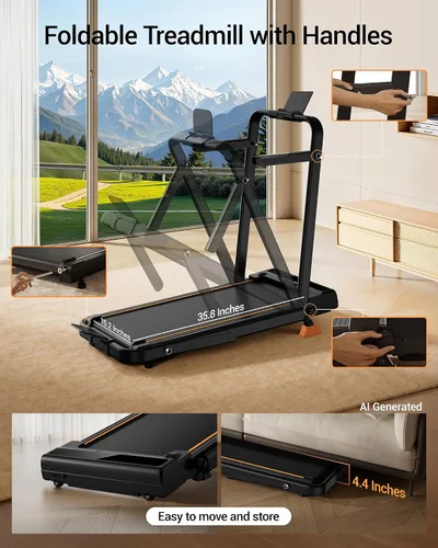 Vista 13 de 16% Incline Walking Pad Treadmill, 3-in-1 Under Desk Treadmill with Handles