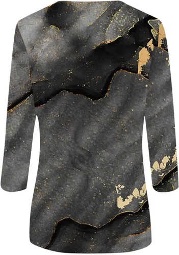 Vista 3 de Fall Shirts for Women 2023,Three Quarter Sleeve Print Tops Women's Fashion Casual Three Quarter Sleeve Print Round Neck Top