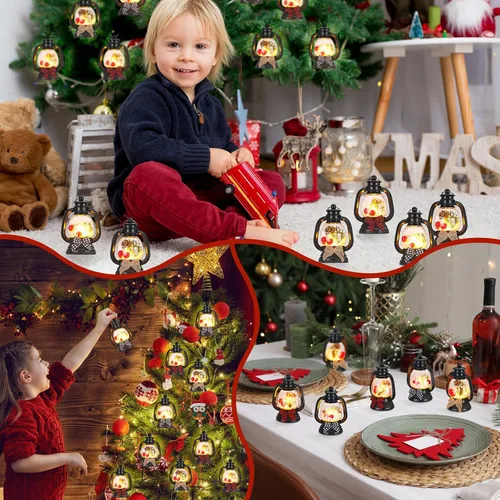 Vista 5 de Roceei 12 mini linternas de Navidad, velas colgantes LED de 3.54 pulgadas