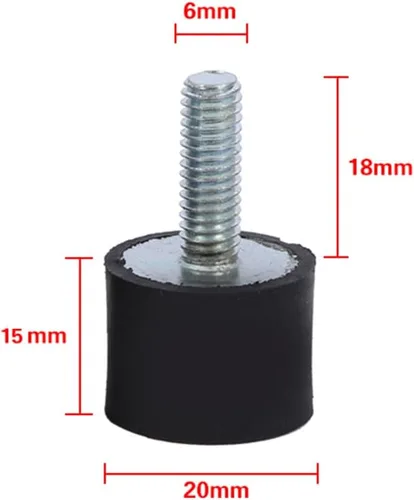 Vista 5 de Aislador antivibración M8 M6, soportes mecánicos de amortiguación de vibraciones, soportes de goma M6, amortiguador de choque, 4 piezas de goma