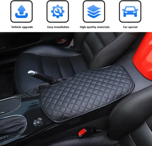 Vista 5 de Almohadilla de consola central de automóvil para Chevrolet Corvette C6 2005-2013, funda de reposabrazos de automóvil, cojín de cuero, impermeable