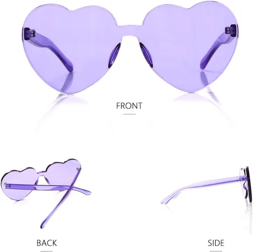 Vista 7 de Gafas de sol OLINOWL en forma de corazón de gran tamaño sin montura de una pieza para mujer
