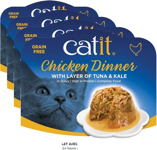 Vista 14 de Catit Cena de pollo con carne de res y calabaza - Alimento húmedo hidratante y saludable para gatos de todas las edades