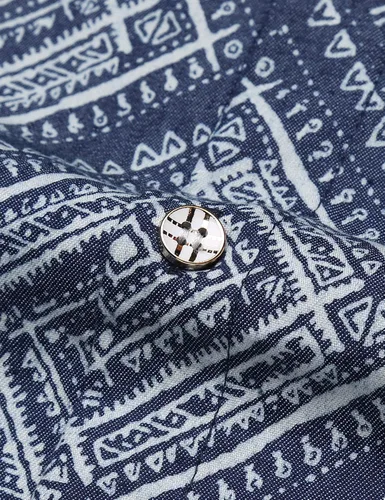 Vista 5 de Daupanzees Camisa de trabajo de mezclilla de manga larga de algodón con botones para hombre