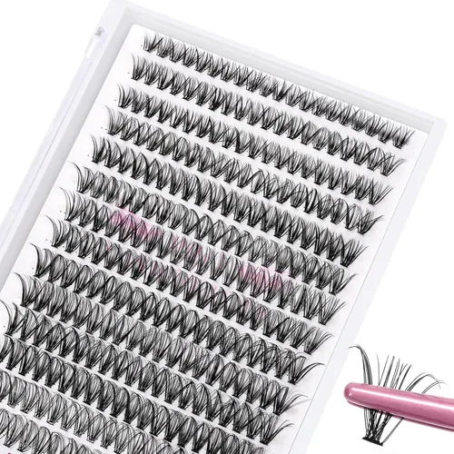 Vista 11 de 280 piezas de pestañas en grupo, mixtas 30D+40D, 14 filas de pestañas que se ven como extensiones, para ponértelas tú misma en casa (30+40-C-10 mm)